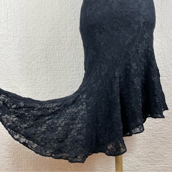 🔥Gorgeous Blondie Nites Lace Flare Ruffle Hem Sleeveless Black Dress XS/S - Picture 5 of 17